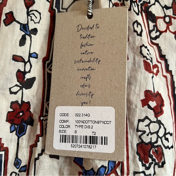 devotion twins Milos Dress Multicolor In Blue printed size S cotton C7 - Picture 4 of 5